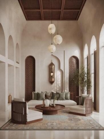 Interior with arched wall niches designed by the studio